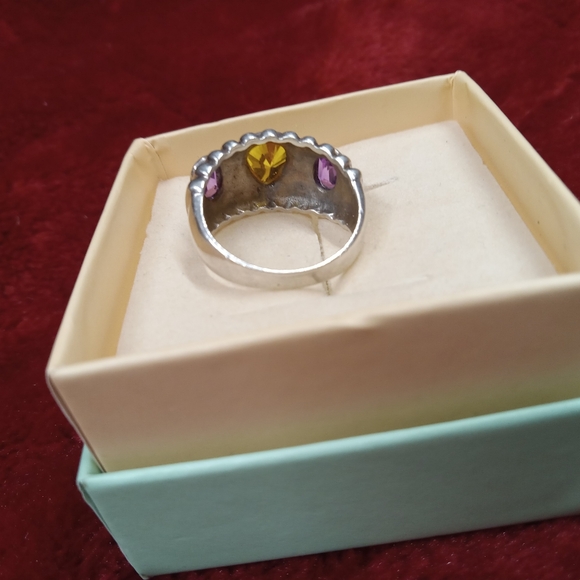 Sterling Silver PAJ Yellow & Purple Ribbed Ring - Picture 9 of 12